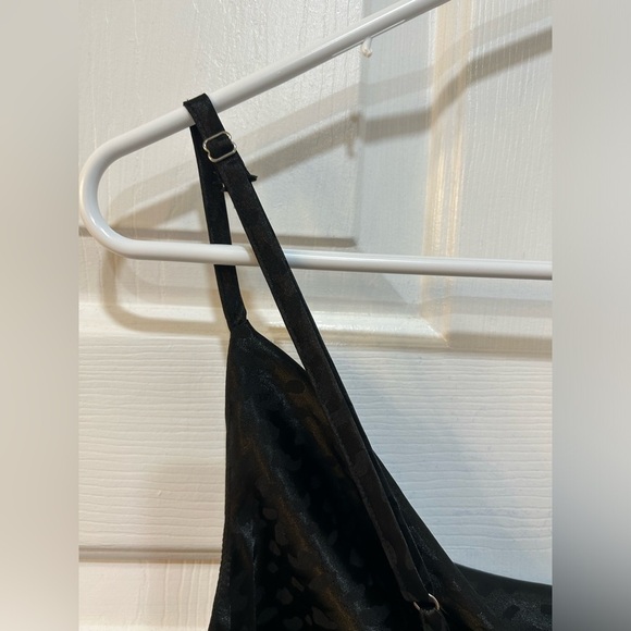 Women's Black Leopard Slip Dress Midi Sateen Pullover Adjustable Strap Sz S - Picture 5 of 7